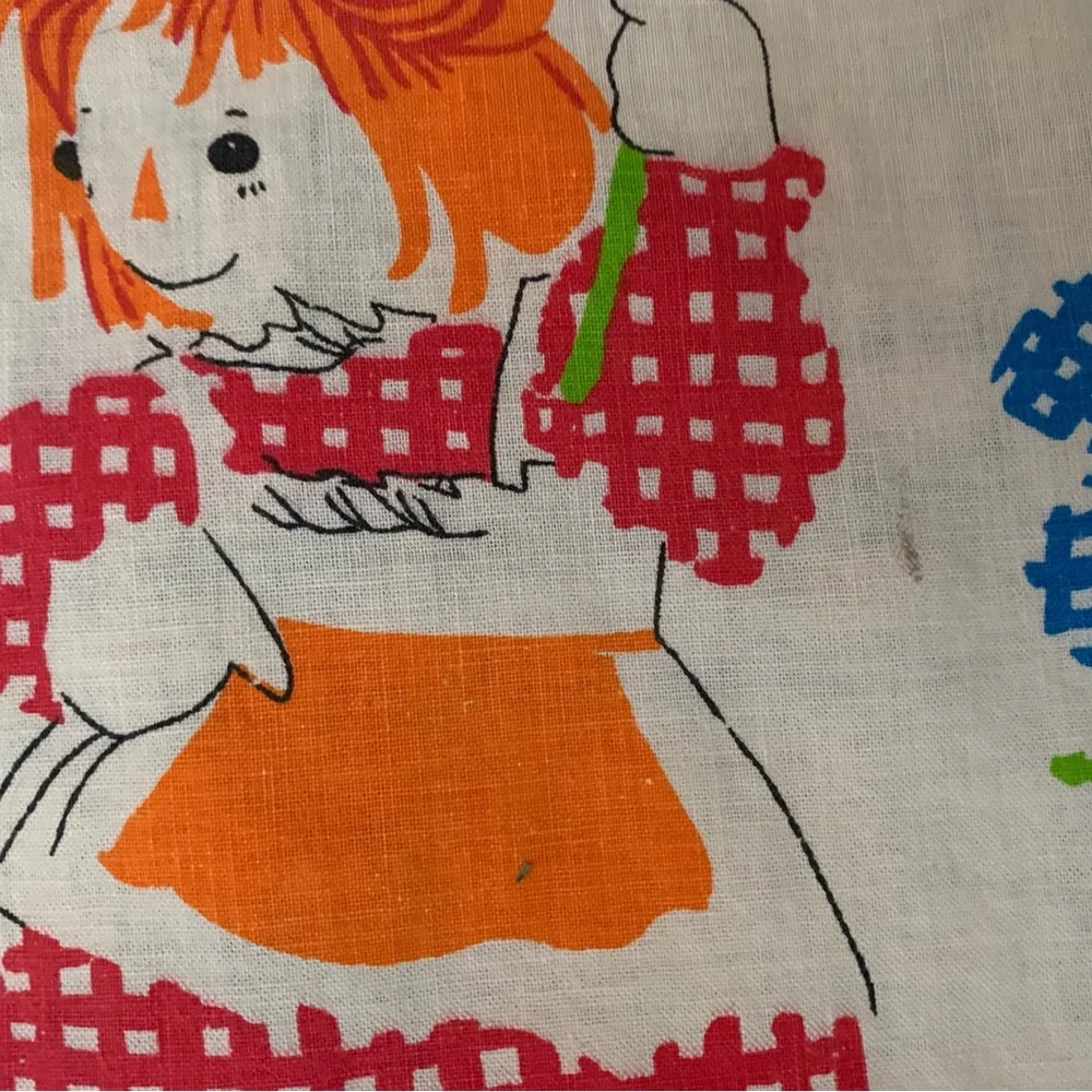 Vintage Handmade Raggedy Ann and Andy Toddler Small Throw thick Blanket 48.5x 29